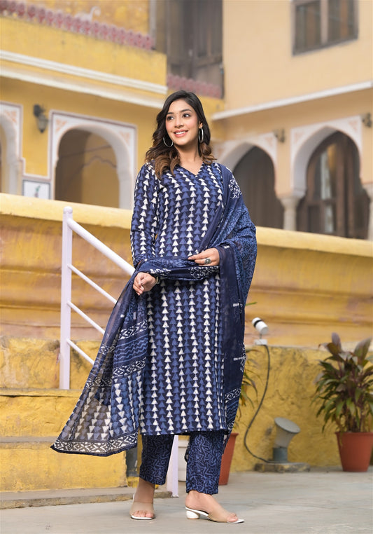 Blue Color Beautiful and Stylish Kutra set with Pant and Dupatta